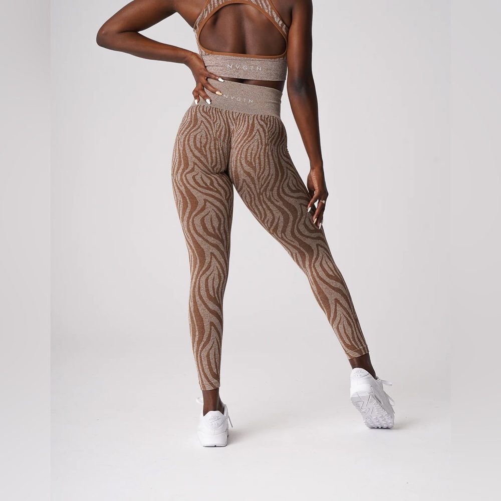NVGTN Brown Zebra-Print High-Waist Leggings